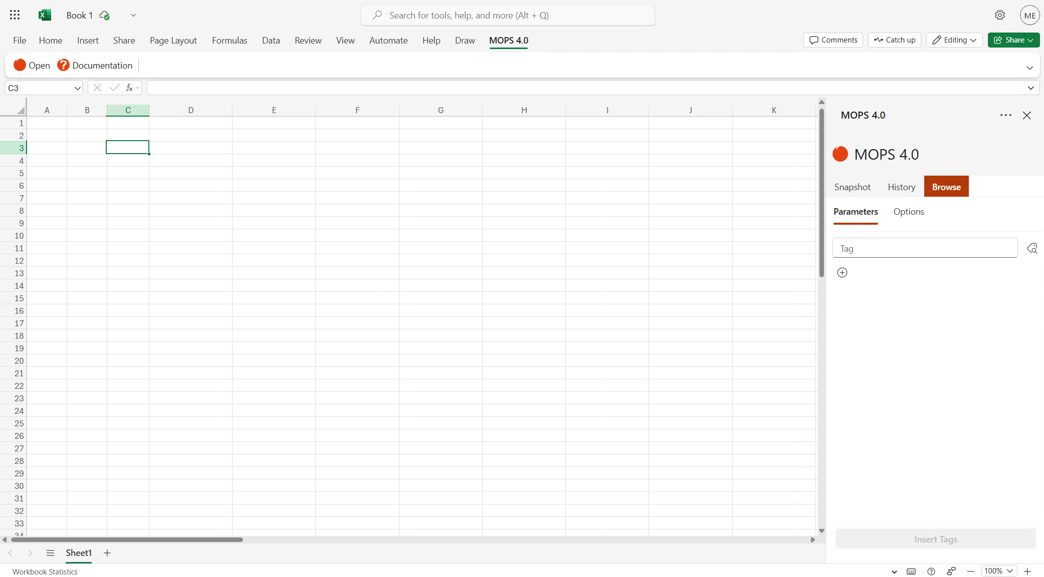 MOPS 4.0 Excel Add-In Browse Overview