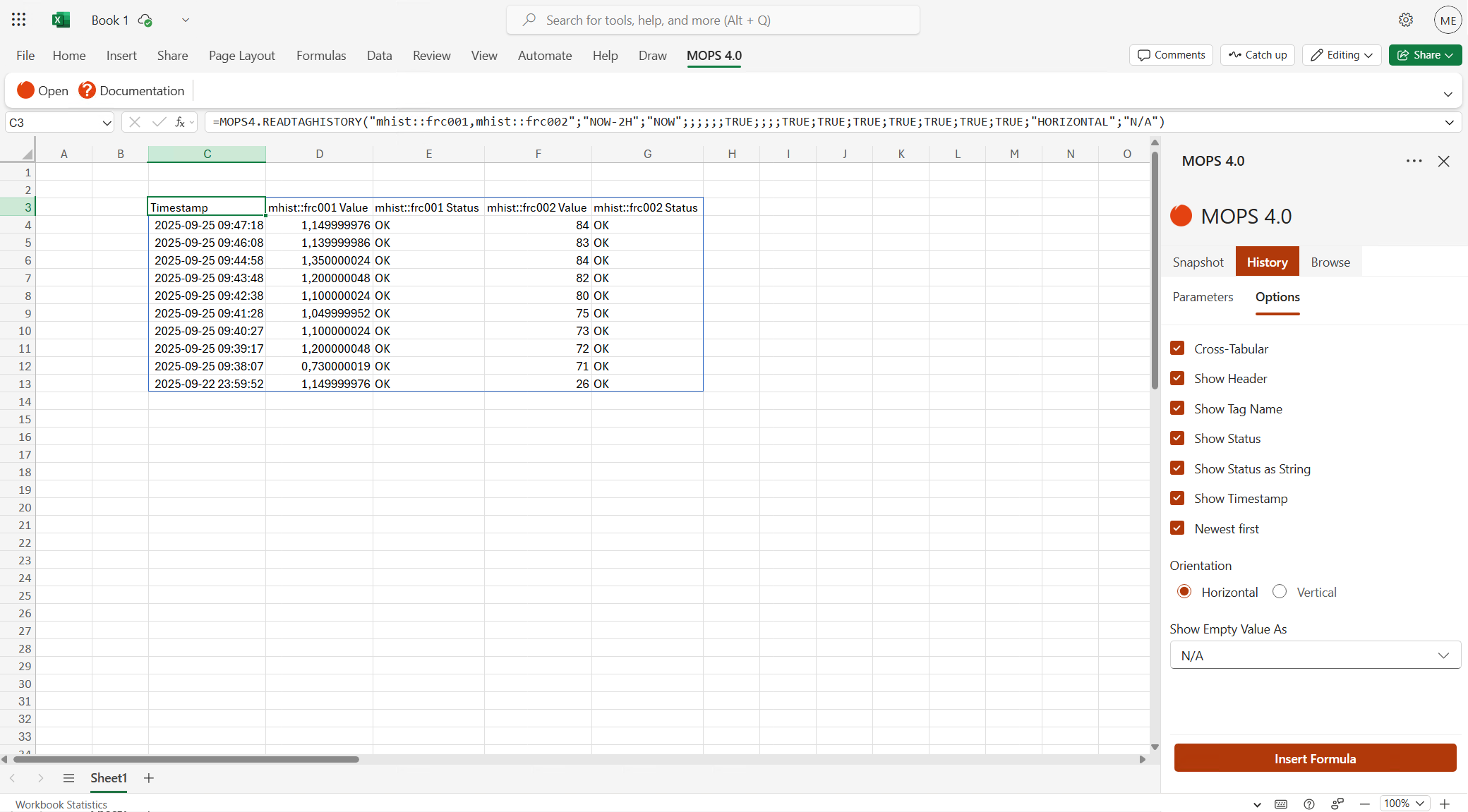 History Cross-Tabular