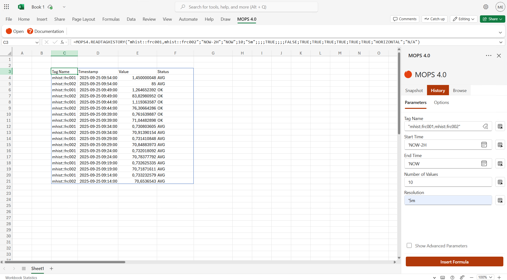 History Inserted Data