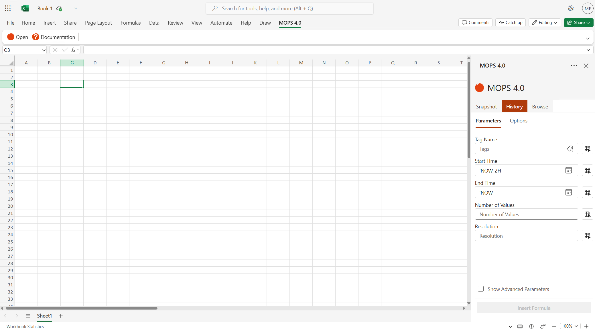 MOPS 4.0 Excel Add-In History Overview